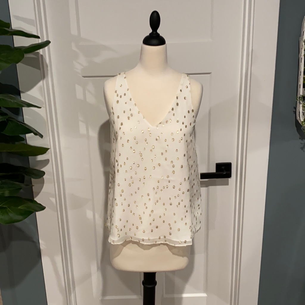 Lilly Pulitzer Xxs Florin, Silk Sleeveless V Top.